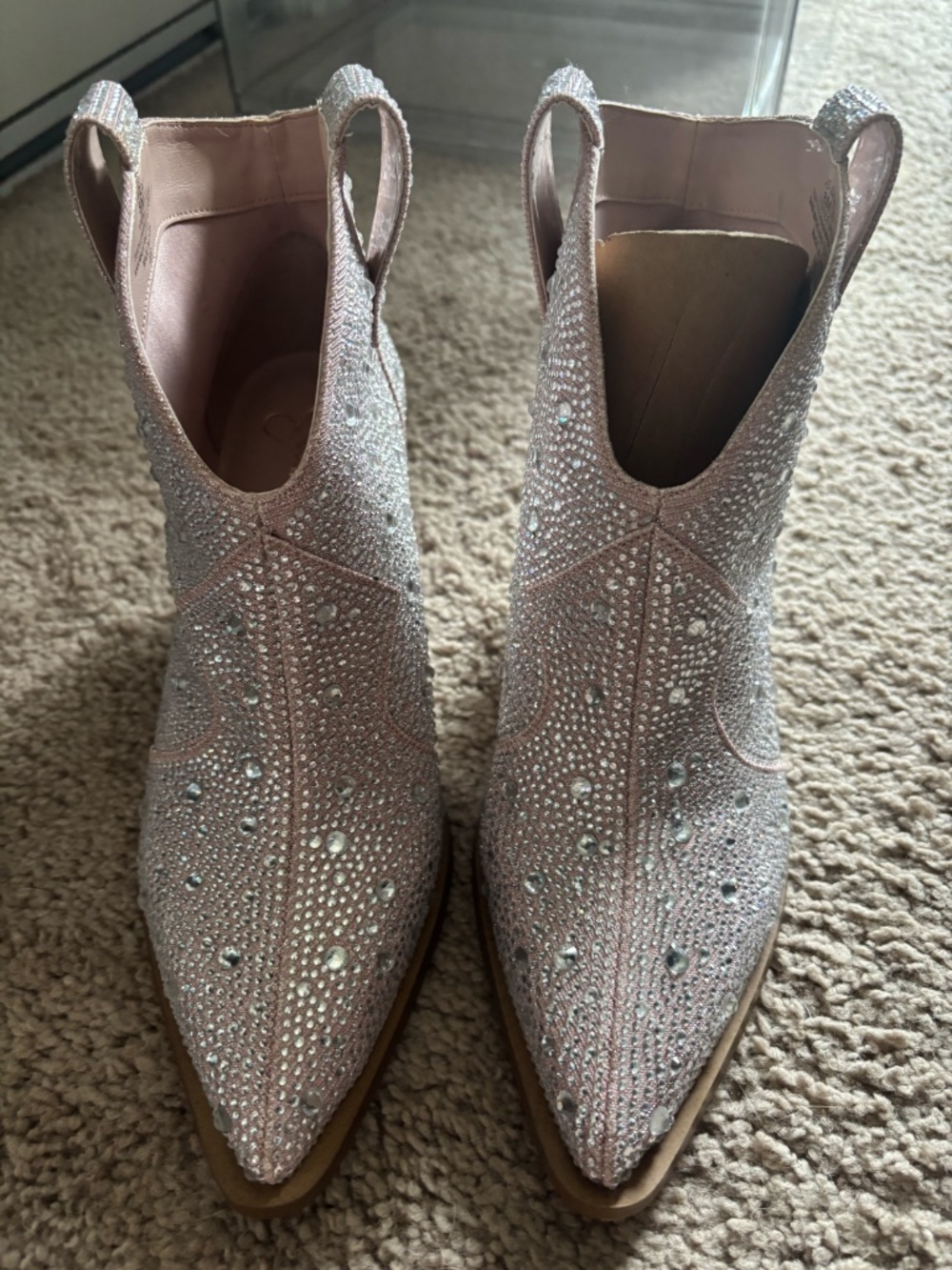 Jessica Simpson Rhinestone Western Ankle Booties Size 8